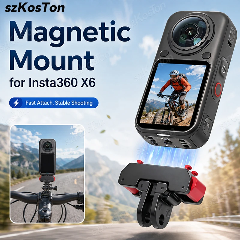 Magnetische Schnellwechselhalterung für Insta360 X6 Dual-Prong-Adapter 1/4 Schraube Stativ Fahrrad Auto Brusthalterung Kamera-Zubehör