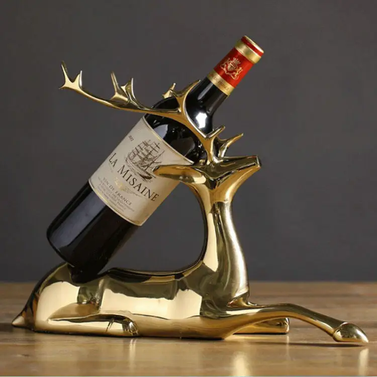 Hot Sale Pure Bronze  Modernization deer shaped rack Creative Red wine display rack