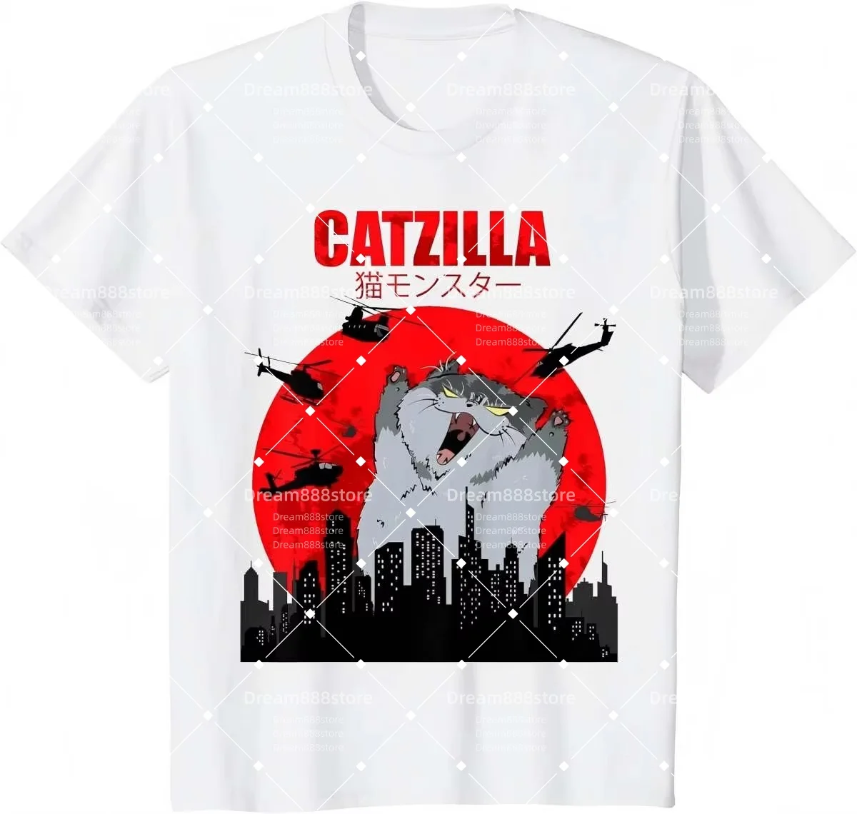 2026Fashionable new summer men's personalized breathable round neck T-shirt cartoon giant cat siege Retro Style Casual Daily Top