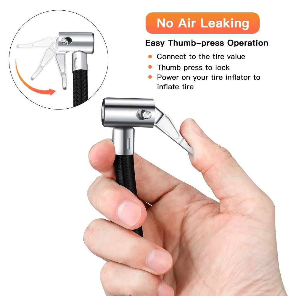 10 20 40 60cm Car Tire Inflator Hose Inflatable Air Pump Extension Tube Adapter Twist Tyre Connection Locking Air Chuck image 3