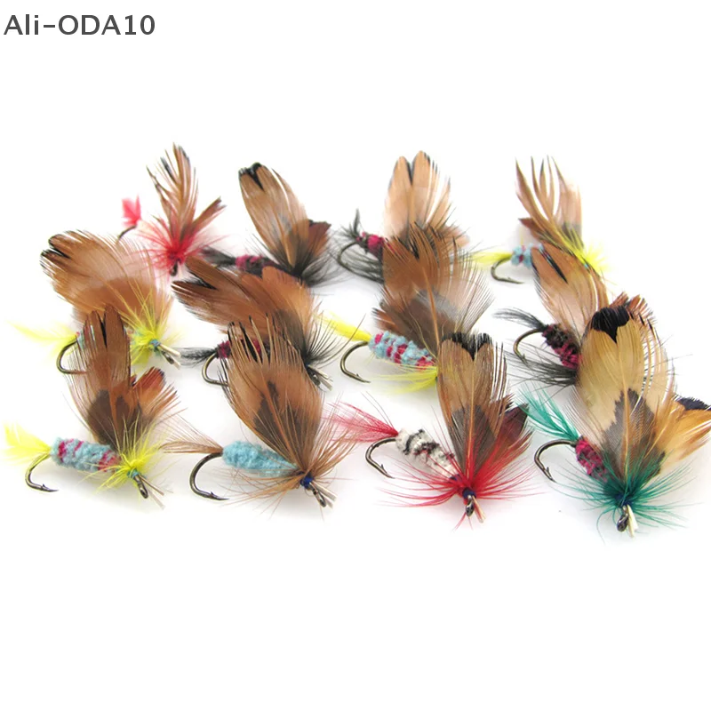 

12pcs Natural Insects Flies Fishing Lures Set With Dry Fly Tying Sharpened Hook Fake Artificial Bait For Carp Trout Topwater