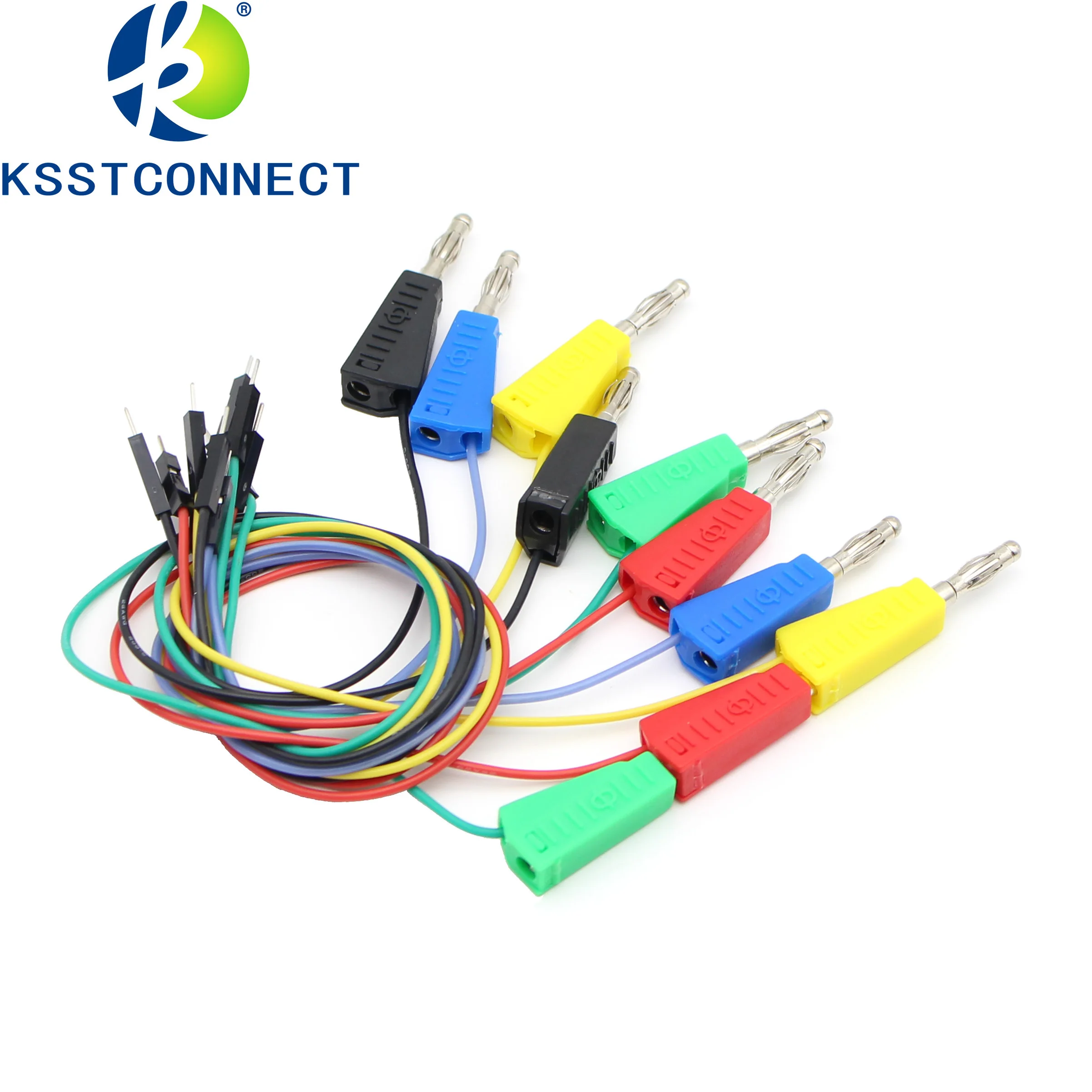 Imagem -03 - Cabo Jumper de Silicone Dupont para Osciloscópio Breadboard Fio 26awg Kit de Teste Eletrônico Faça Você Mesmo Masculino e Feminino para Plugue Banana Empilhável