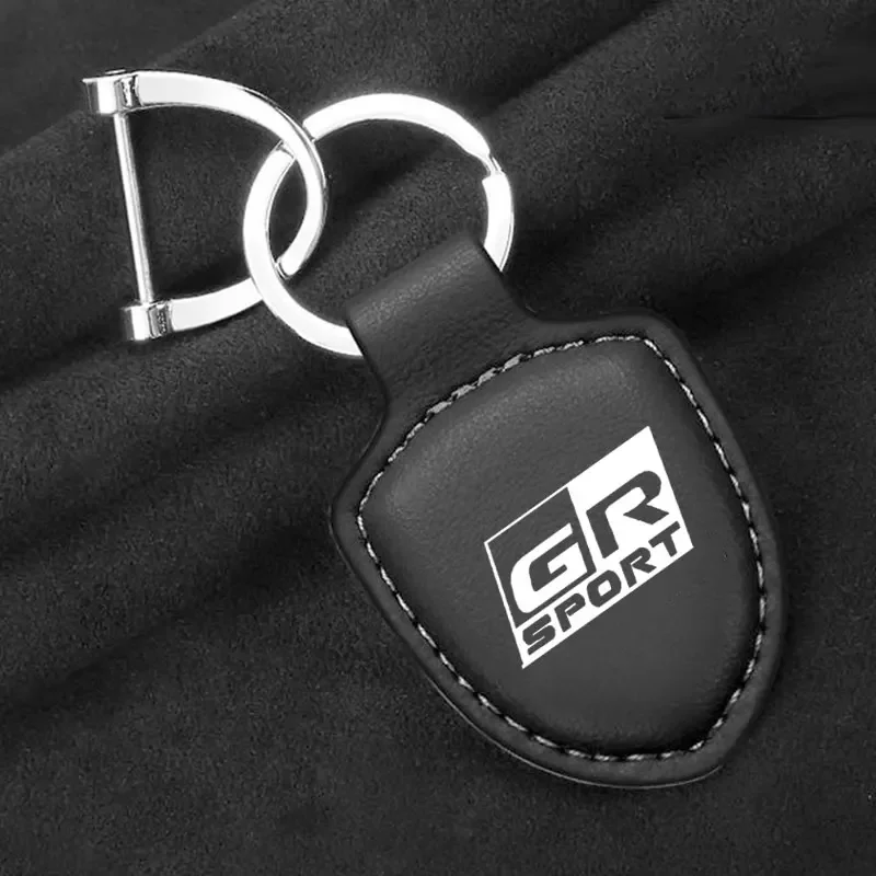 PU Leather Keychain shield key Bag Pendant Key Cover case Men Women For Toyota GR Sport Gazoo Racing Yaris Corolla Hilux Supra