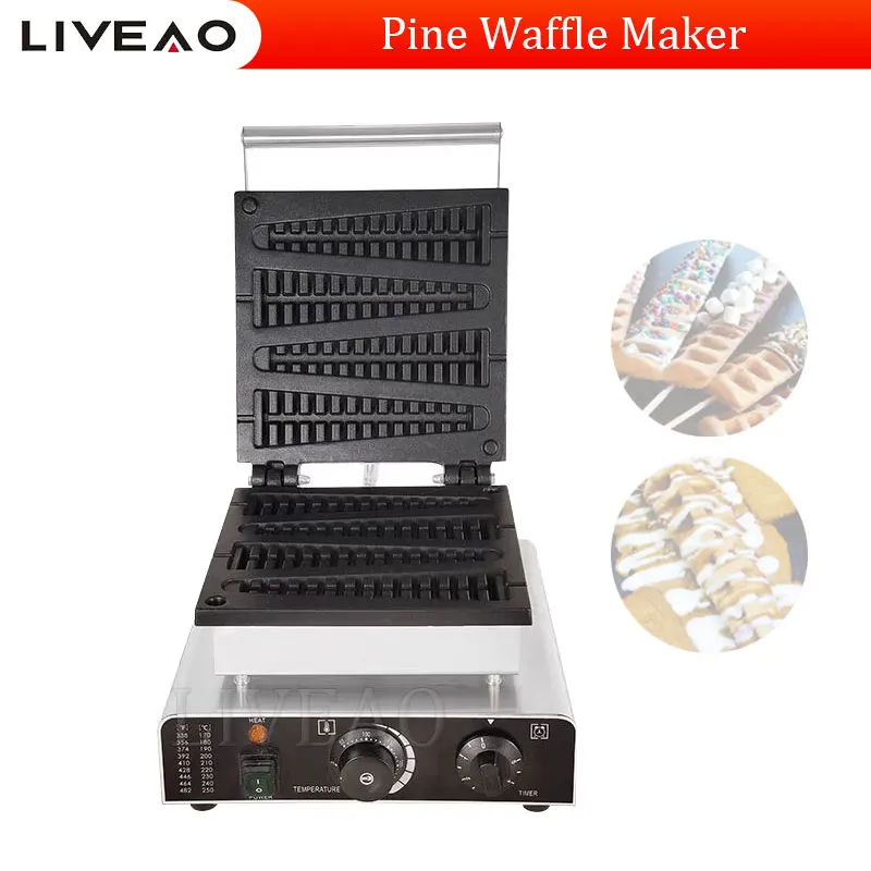 4 Pcs Commercial Mini Lolly Waffle Maker Christmas Tree Shape Waffle Cake Machine Pine Tree Shaped Waffle Machine