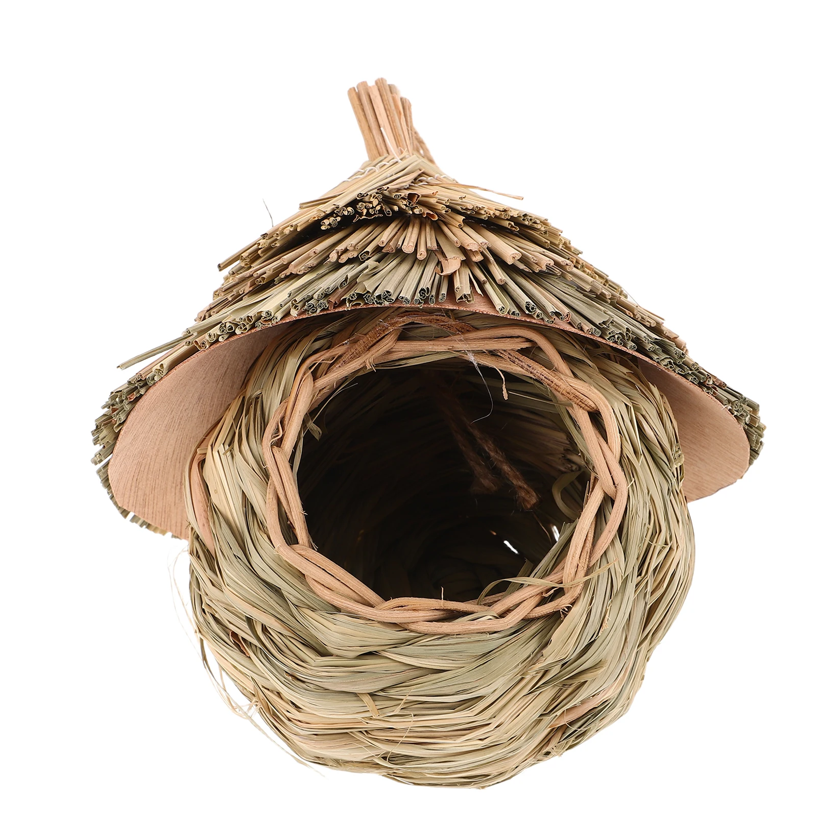 

Hand-Woven Bird House For Outside Hummingbird Natural Grass Hanging Nest Decor Durable Straw Construction Easy Installation Safe