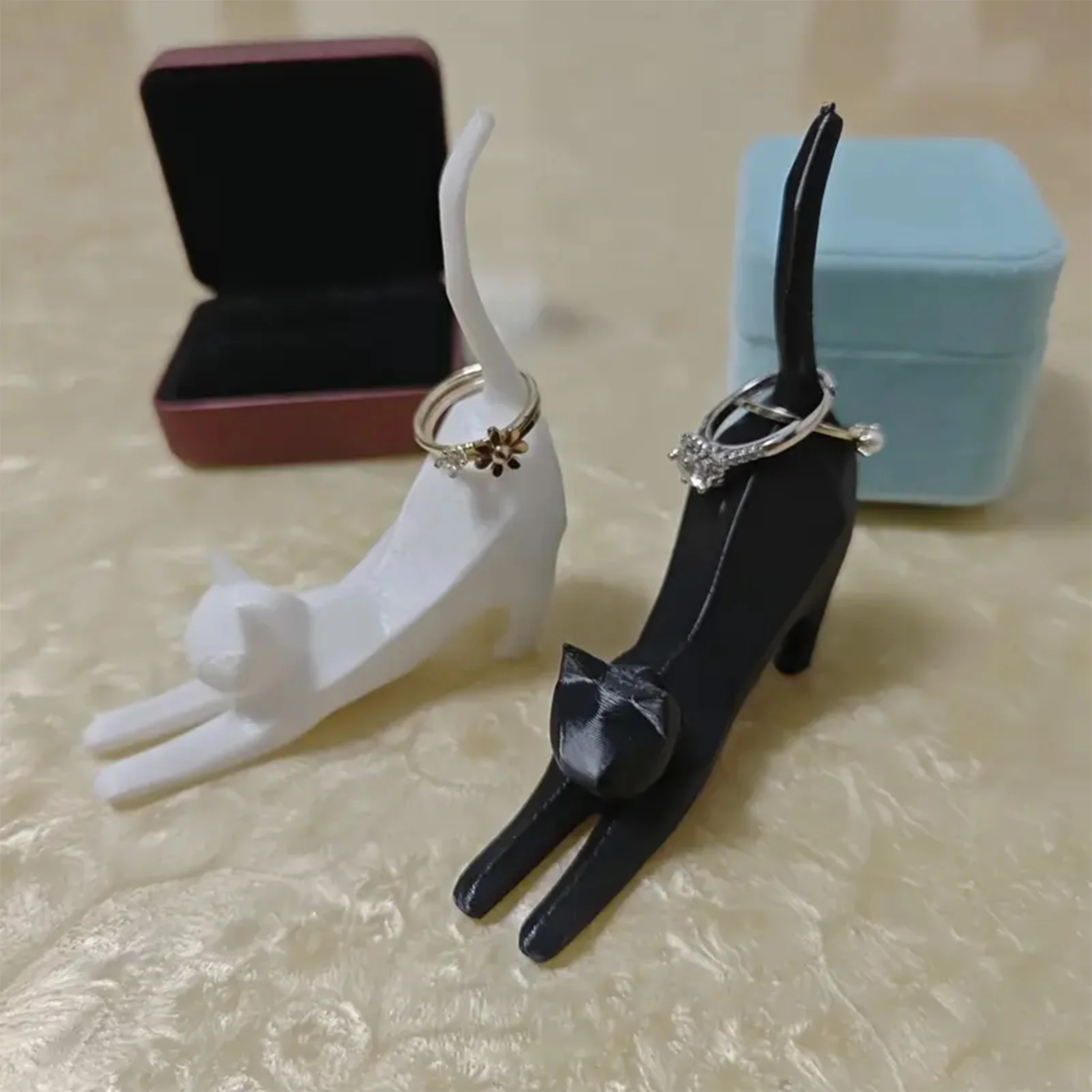 Tiny Stretching Cat Sculpture Adorable Resin Kitten Decor for Office and Shelf Display