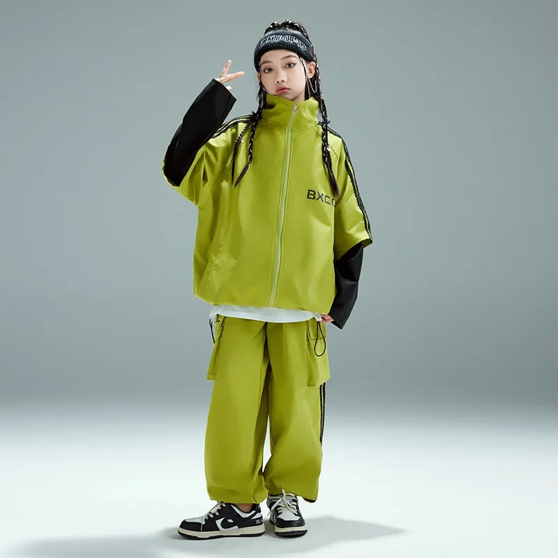 Ragazzi Giacca Hip Hop Pantaloni Casual Abiti da ballo Bambini Cappotto patchwork Set di vestiti streetwear Adolescenti Bambini Moda Costumi K-pop