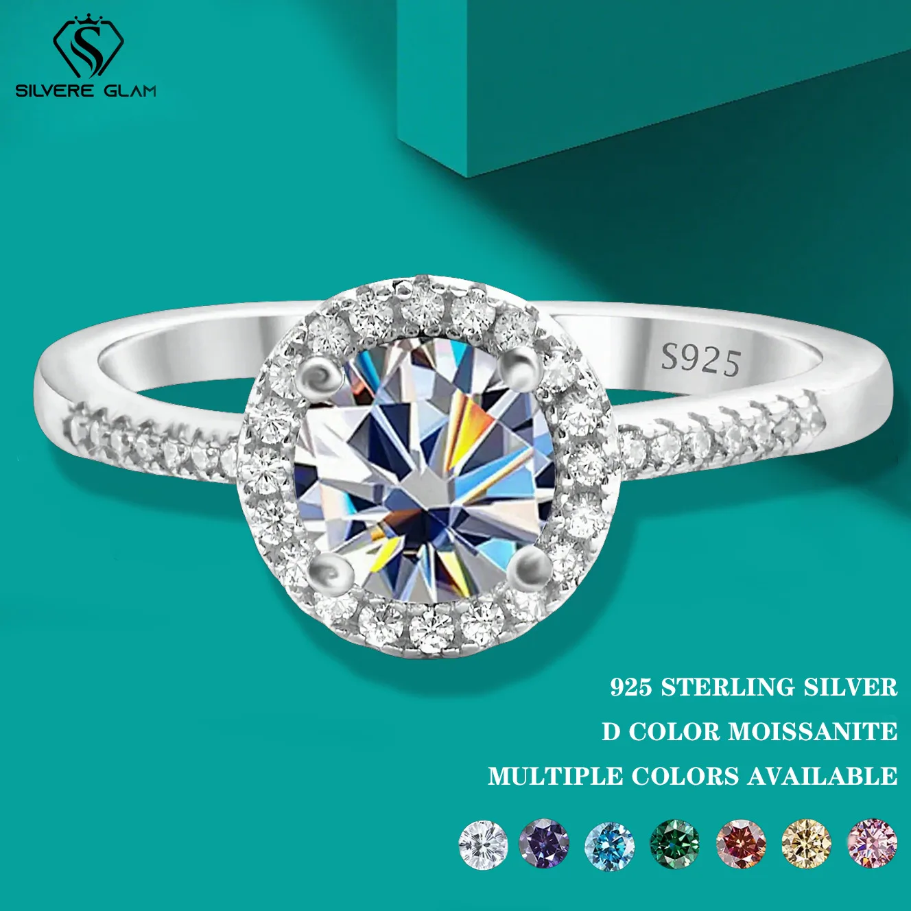 

TY 1 Carat Maussanite Women's Fashion Ring 100% 925 Sterling Silver Female Finger Wedding Activities Daily Holiday Fine Jewelry