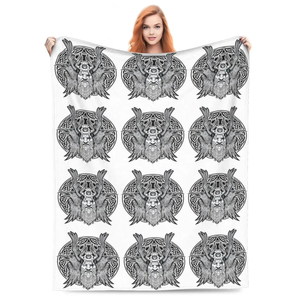 Odin Vikings Viking Legend Norse Mythology Rune Blanket Flannel Sofa Throw Multi-function for Couch Bedding Travel Throws  Quilt