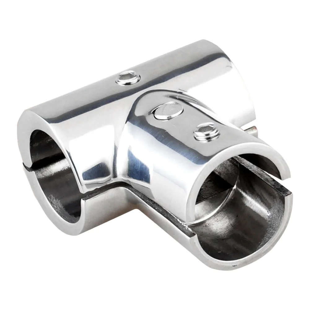 Marine Grade 316 Stainless Steel T Tee Fitting for Boat Railings and Tubing Connections Featuring Mirror Polished Finish