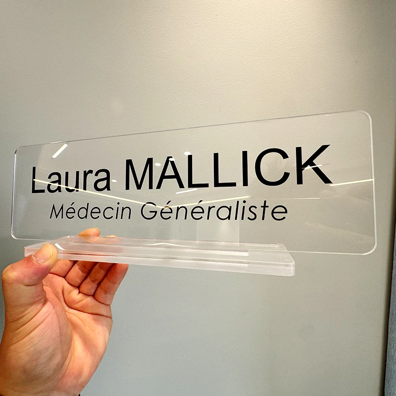 Business Name Sign Customized Transparent Acrylic Office Signage Personalized Text Plaque Provide Design Completion Customized