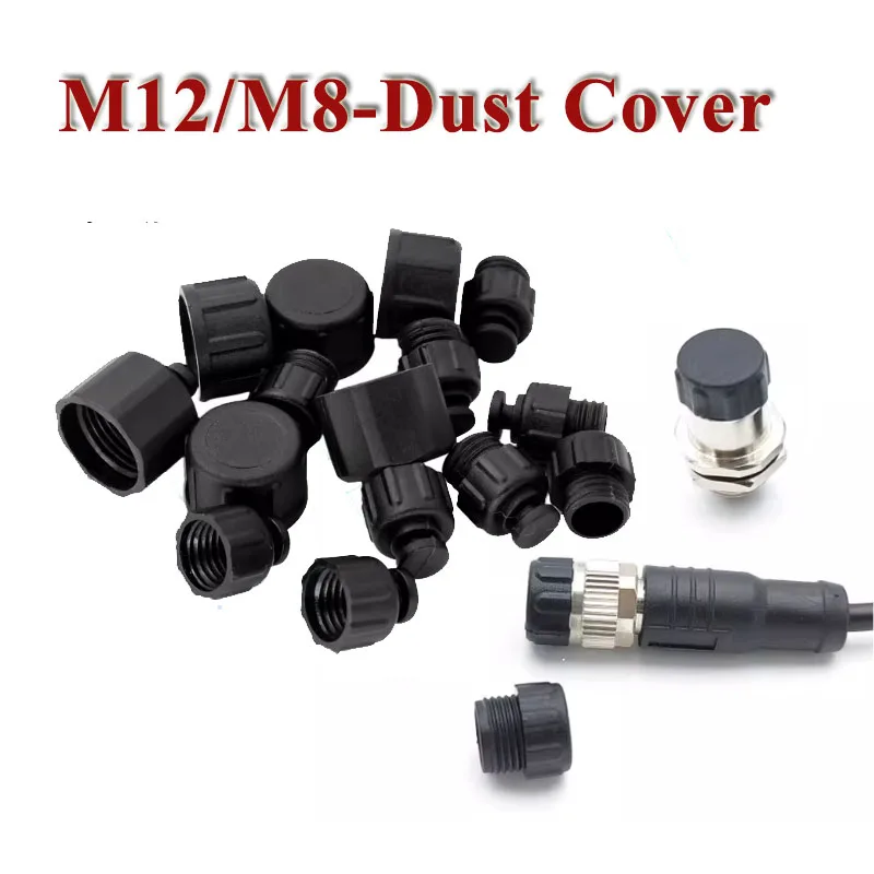 10pcs Thread/External Dust Cover for M12 M8 Aviation Plug Internal Male Female Thread Cover with Rope Special Cap for Connector