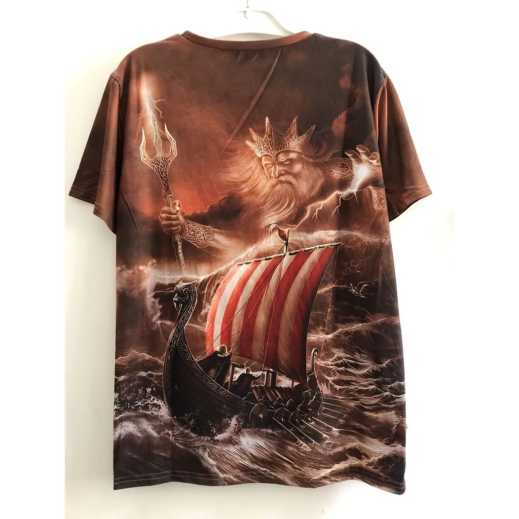 المراكب الشراعية ثلاثية الأبعاد طباعة في الهواء الطلق المتطرفة الرياضة سريعة الجافة تنفس الرجال تي شيرت شارع البحر عادية بسيطة اليومية ملابس قصيرة الأكمام