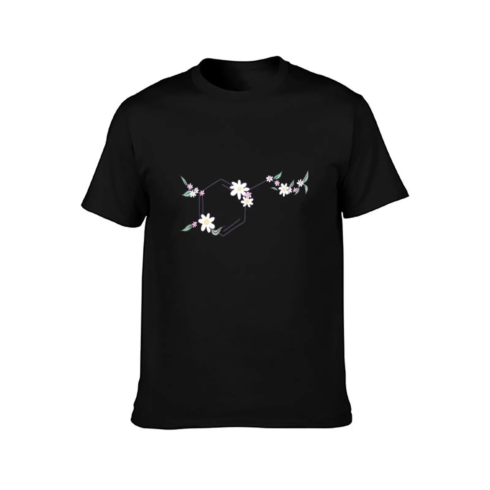 Dopamine Molecule Hand Drawn With Flowers T-Shirt Dry Fit Running Short Sleeve Top T-Shirt