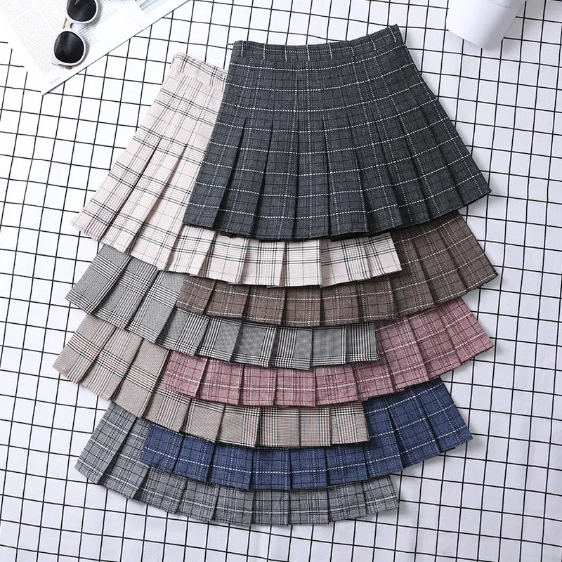 Falda plisada A cuadros para mujer, ropa de estilo coreano, elegante y elegante, estética femenina, 2023