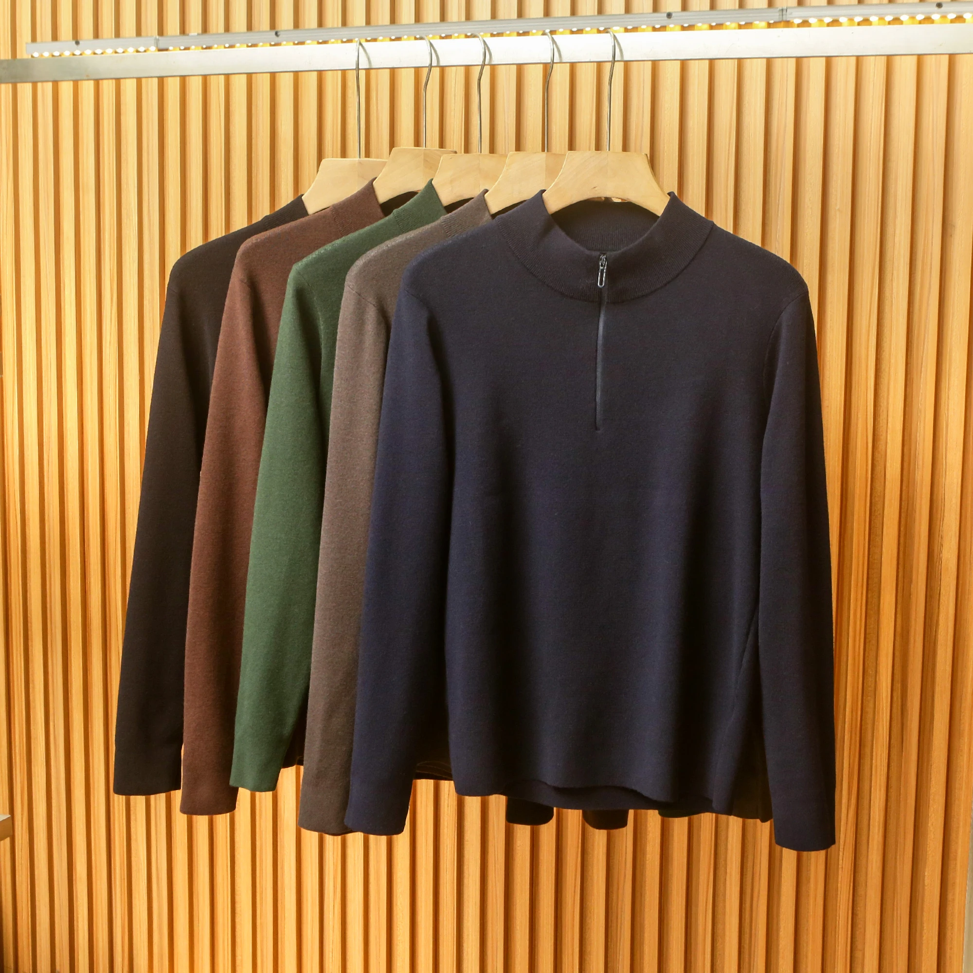 

Мужской вязаный свитер из смесовой шерсти на молнии с длинным рукавом, разноцветный, базовый слой, модный, для повседневной носки