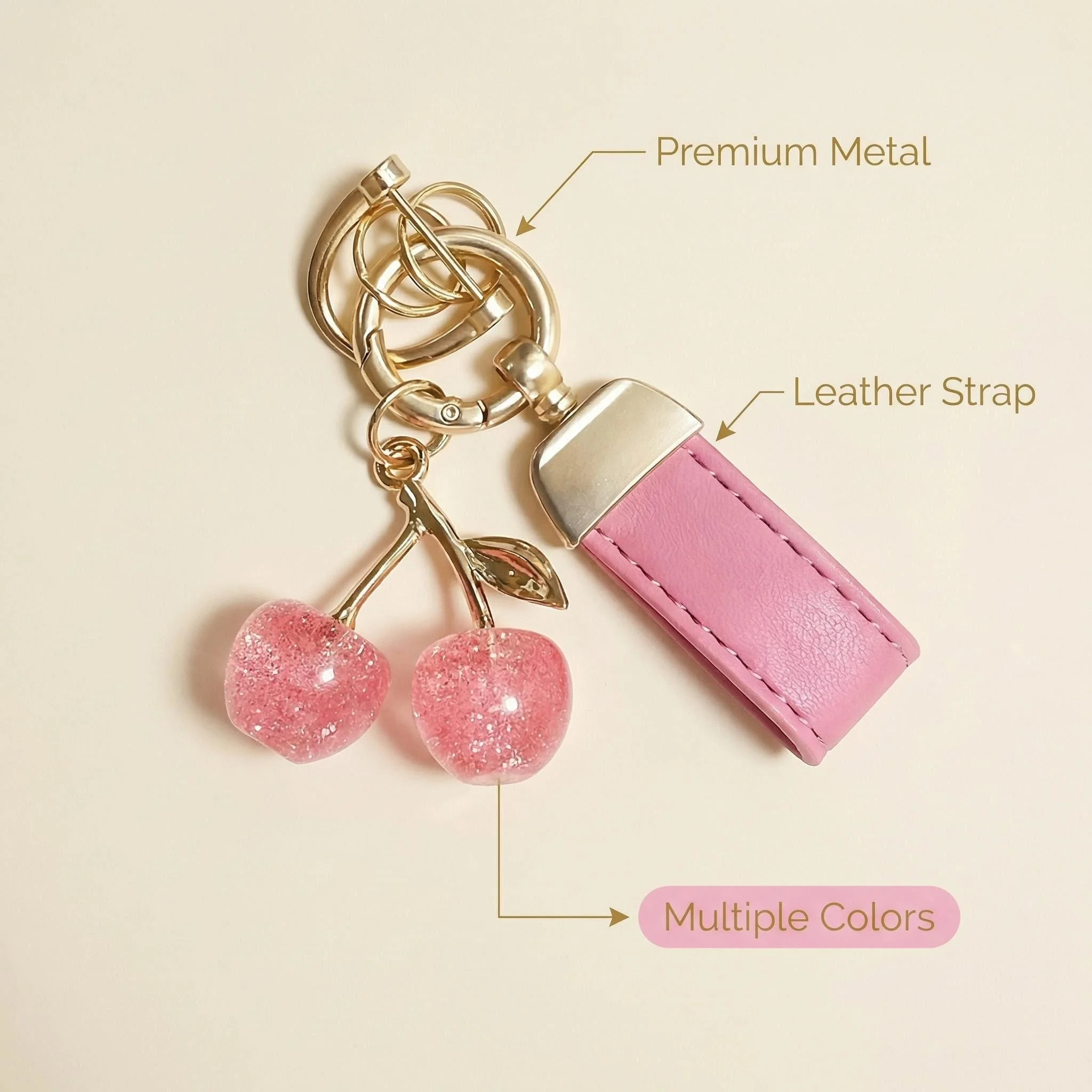 Fashionable Cute Cherry-shaped Universal Car Keychain Leather Women Fashion Key Accessory for Mother's Day Gift