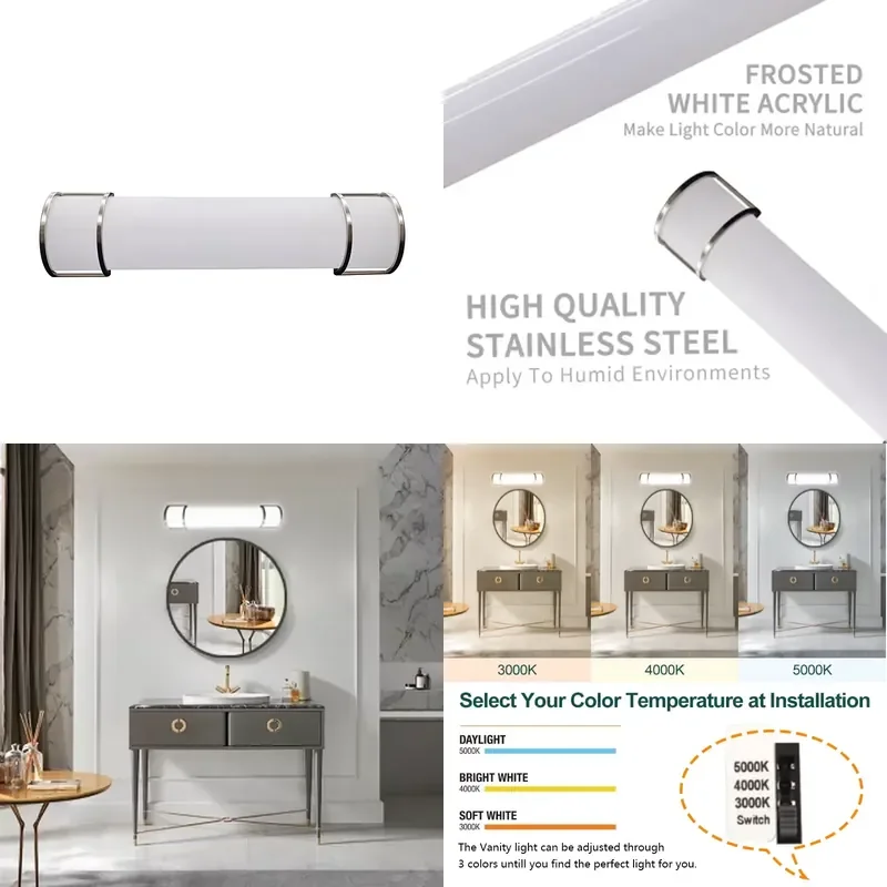 for Worbest LED Vanity Mirror Lamp 3 Color Temperature Dimmable Bathroom Light IP20 Waterproof  Certified 3 Year