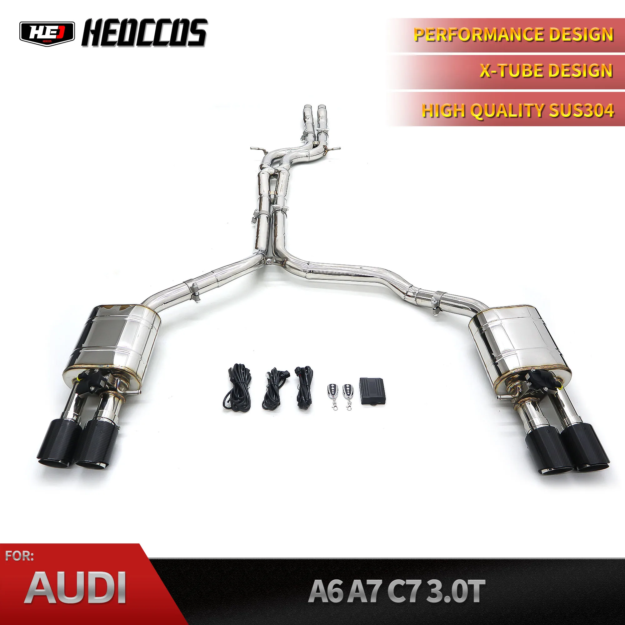 

HEO Hot Sell For Audi A6 A7 C7 3.0T 2013-2017 High Performance Quad 304 Stainless Steel Catback Exhaust