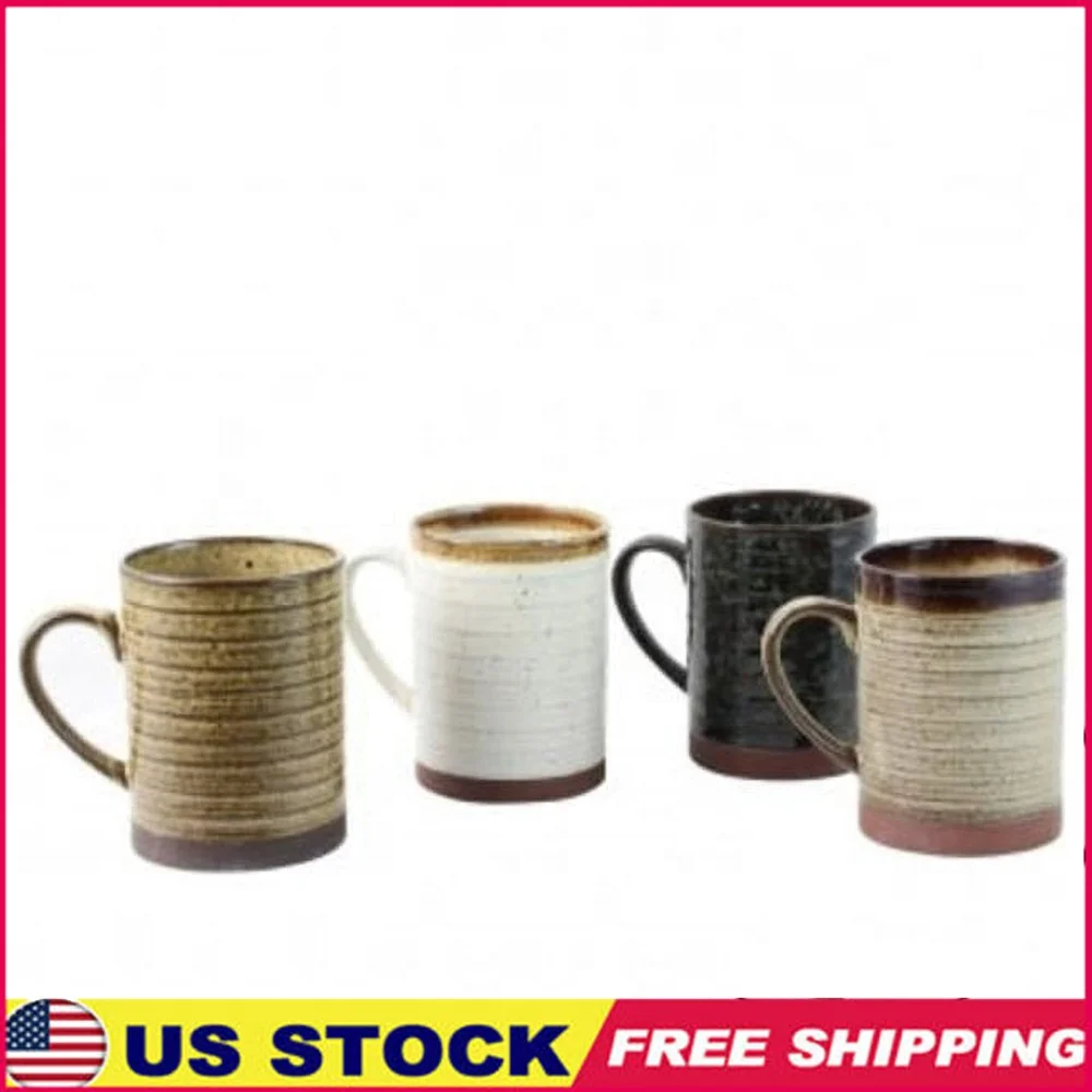 

Terra 4 Piece Mug Set Rustic Terracotta Stoneware Large Capacity Comfortable Handle Kitchen Tableware Home Decor
