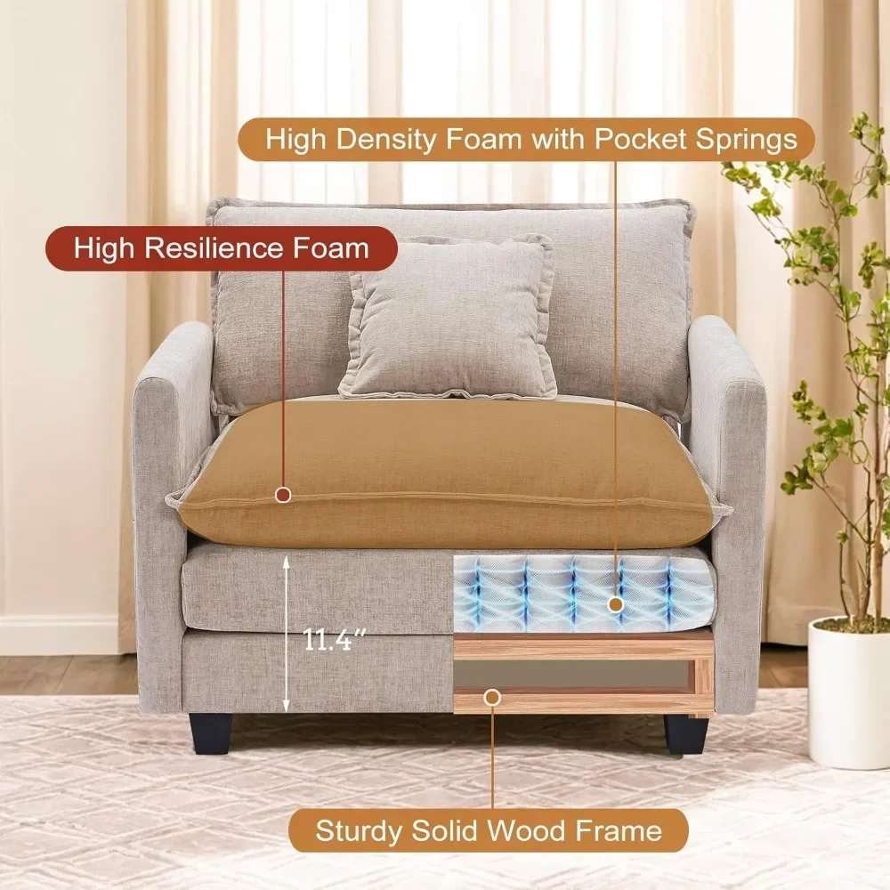 كرسي شانيل فاخر كبير الحجم مع مقعد عثماني عميق كرسي صالة أريكة واحدة أثاث منجد مريح مع P #3