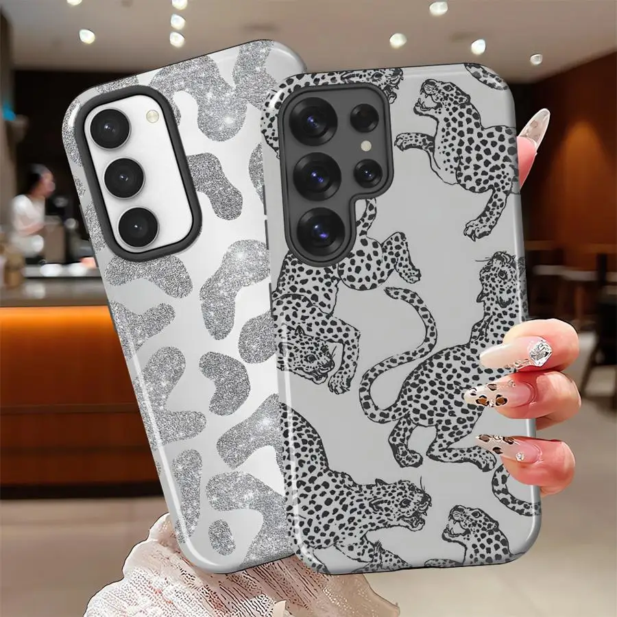 Soft Cover Capa Phone Case for Samsung Galaxy S26 S23Ultra S23 A26 A56 A36 S25Ultra S20 FE S24 Ultra A16 Creative Leopard Print