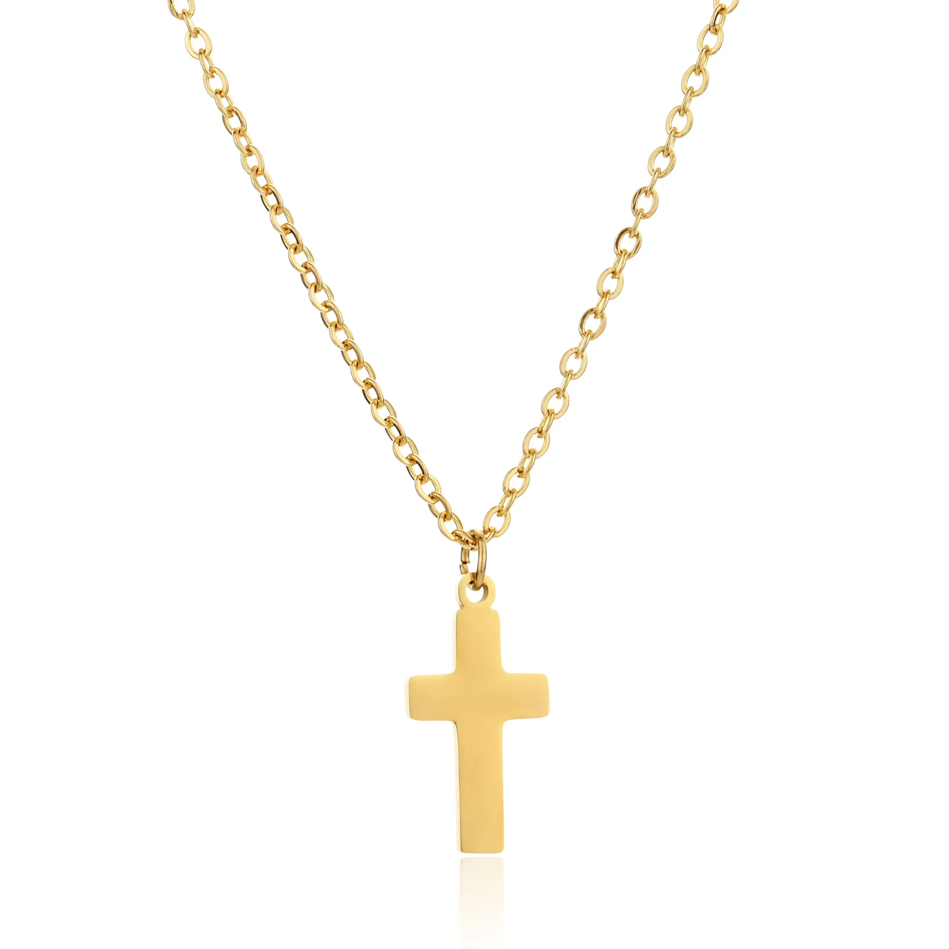 Modische Kreuzkette für Damen, Anhänger aus Edelstahl, in Gold- oder Silberfarbe, Kette für Herren, Party-Schmuck, verblasst nicht, Geschenk. – Detail 1
