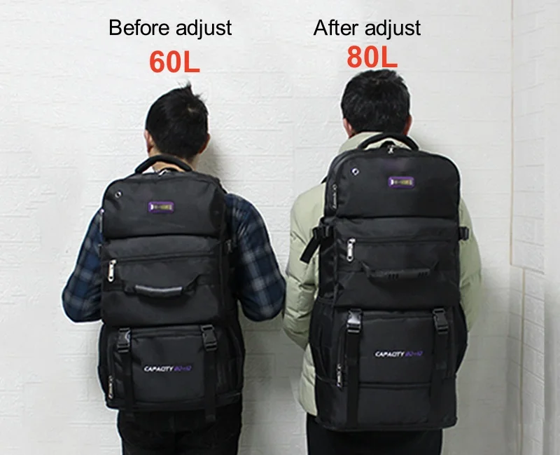 80L Large Capacity Hiking Travel Backpack Adjustable Waterproof Rucksack Tactical Back Pack Outdoor Climbing Camping Sports Bag