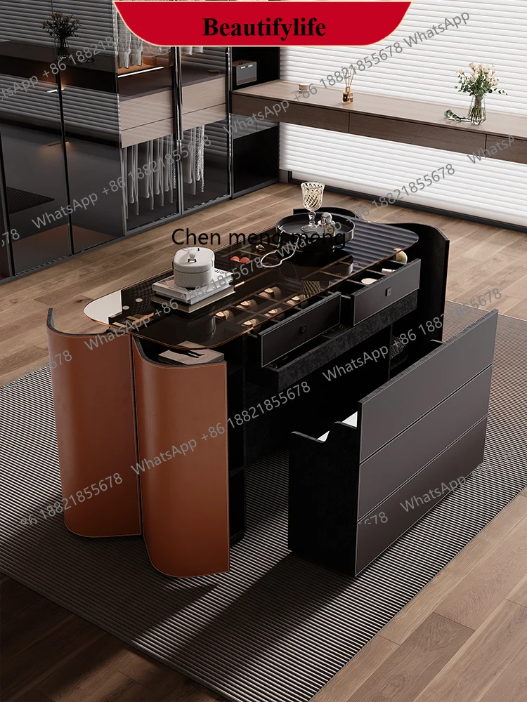 

Italian light luxury cloakroom, island cabinet, bedroom, bedside bucket cabinet with fingerprint lock