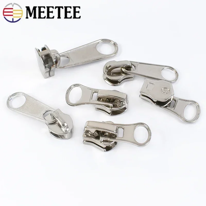 3# 5# 8# Zippers Slider for Nylon Resin Metal Zips Bag Replacement Zipper Puller Cursors Garment Sewing Zip Head Lock Repair Kit