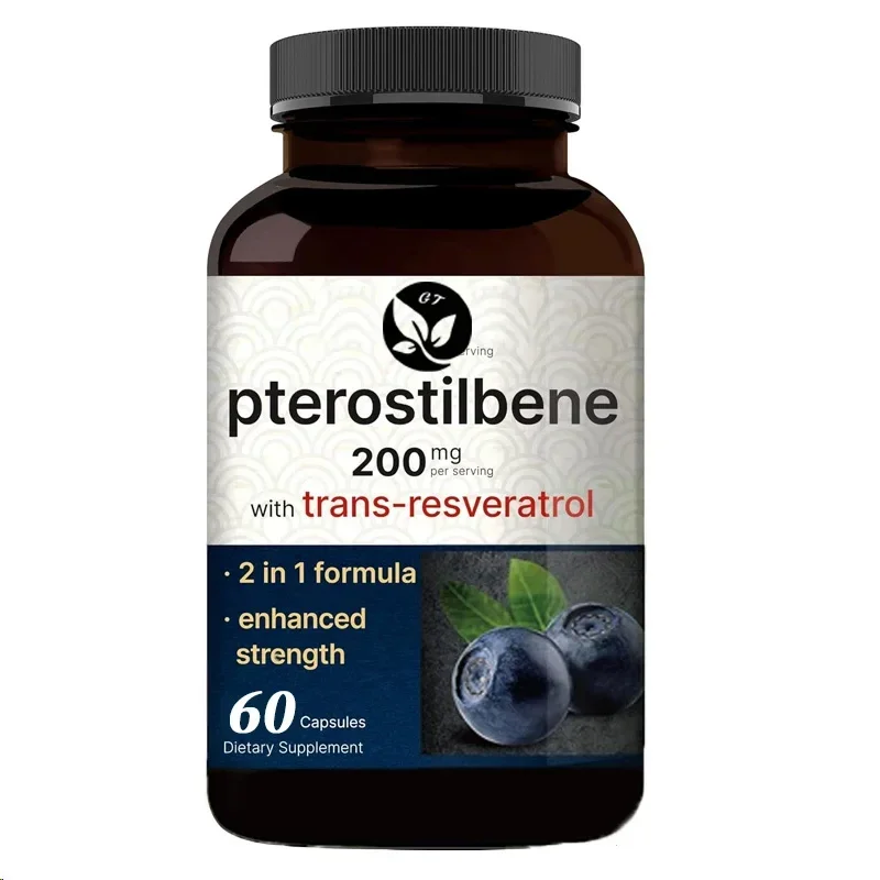 

60 Capsules Containing 98% Trans Resveratrol,natural Wild Blueberries,antioxidant Support,healthy Aging,non Genetically Modified