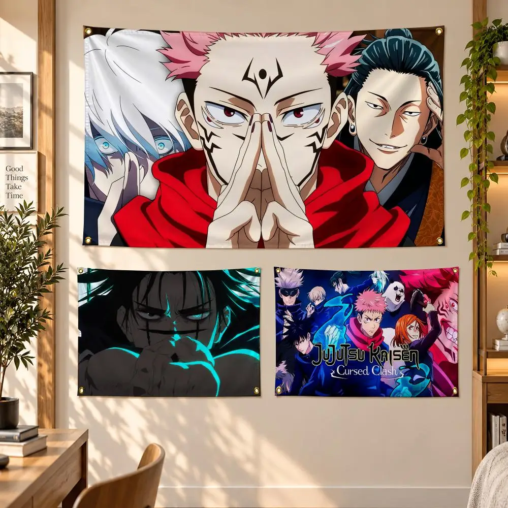 Anime J-Jujutsu Kaisen Flags Banner Decor for Bedroom,Garden,Party,Club,Gaming Room,Garage Fan Gift