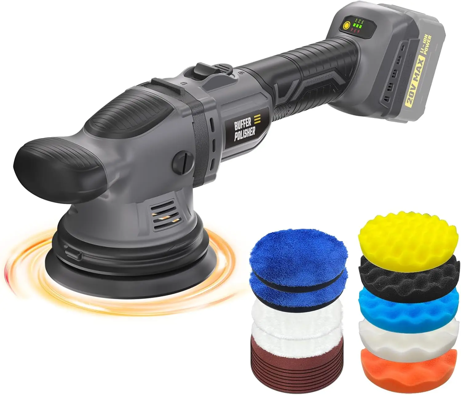 

6" Cordless Car Polisher for Dewalt 20V Battery, Variable Speed 1800-5500 RPM, 17PCS Kit