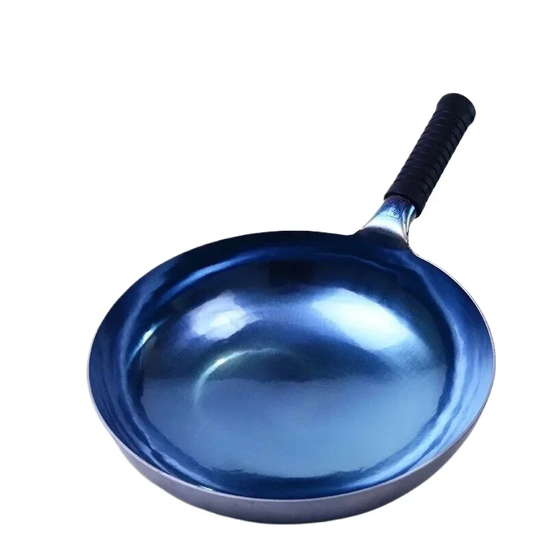 

Chinese Traditional Mirror Iron Wok,30cm Blue Seasoned Wok 2mm Thickness Uncoated Kitchen Cookware Round Bottom Woks