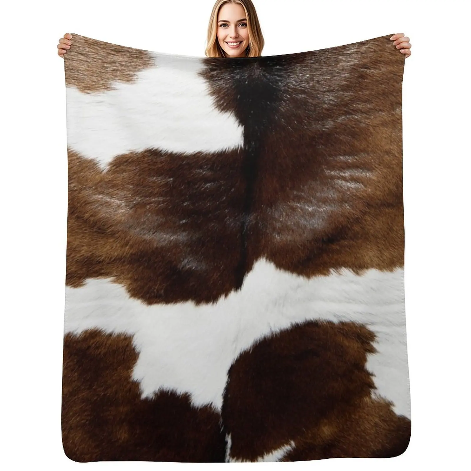 Luxury cowhide, animal skin fur print Throw Blanket Soft Cozy Blanket for Pet Kids Adults