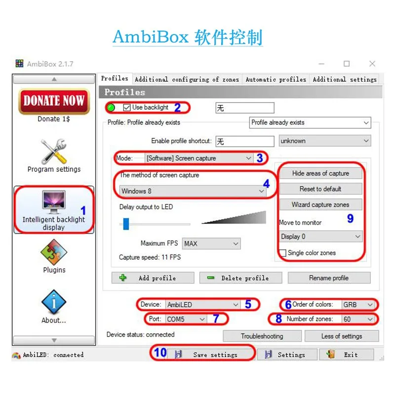 WS2812B DIY Ambient PC Dream Screen Addressable LED Strip Computer Monitor Backlight  SP616E USB Bluetooth&Music Controller kit
