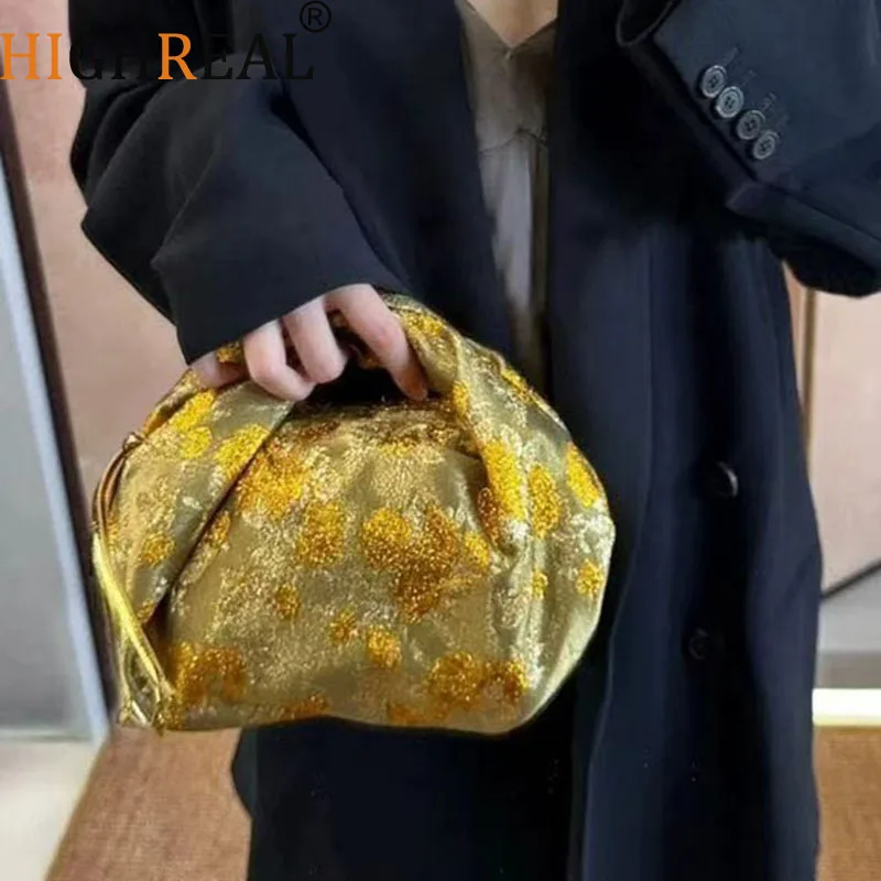 

Fashion Satins Dumpling Bag Ruched Shoulder Bag Designer Tote Bags for Women Silk Hobo Cloud Crossbody Bags Female Shopper