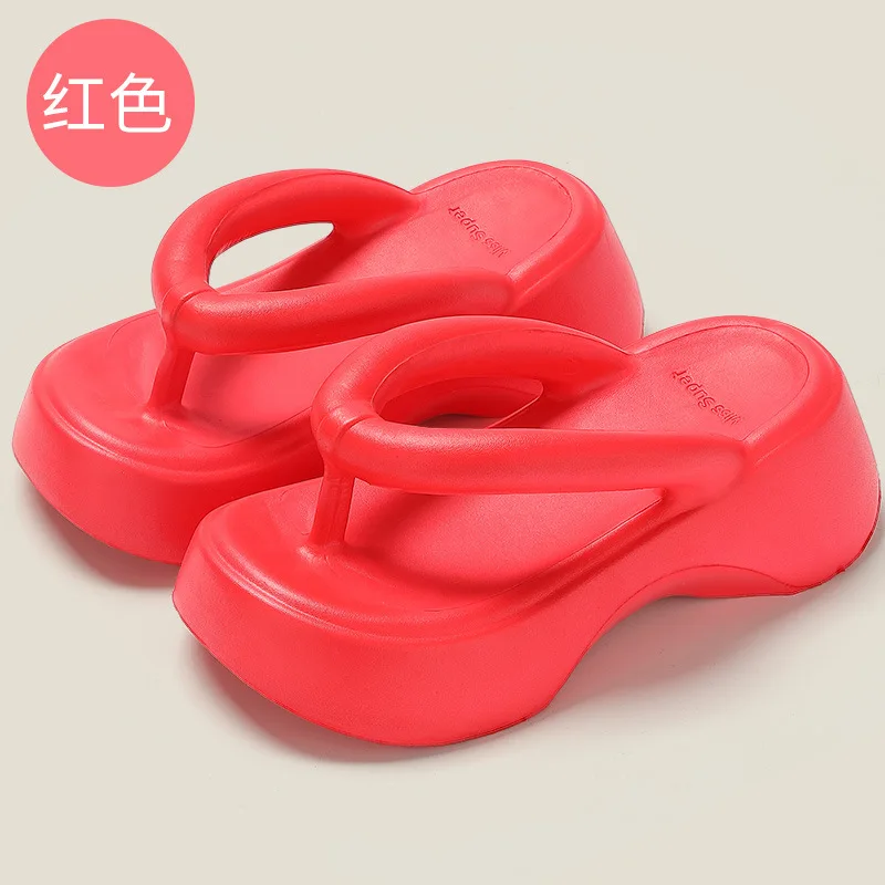 Gorąca wyprzedaż Chunky Platform Women Flip Flops Summer High Heeled Shoe Eva Memory Foam Clip Toe Wedges Street Beach Slippers for Lady