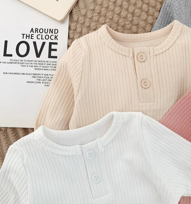 2026 Kinder Mädchen Langarm T-Shirt Frühling 1-6 Jahre Geripptes Stoff-Unterhemd Weiches Basic-Shirt Oberteil Lässige Innenbekleidung – Detail 2