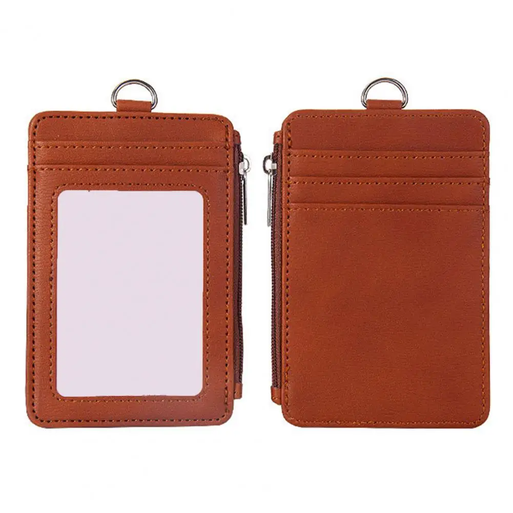 多機能合成皮革バッジホルダー,5枚のジッパー式カードスロット,コイン