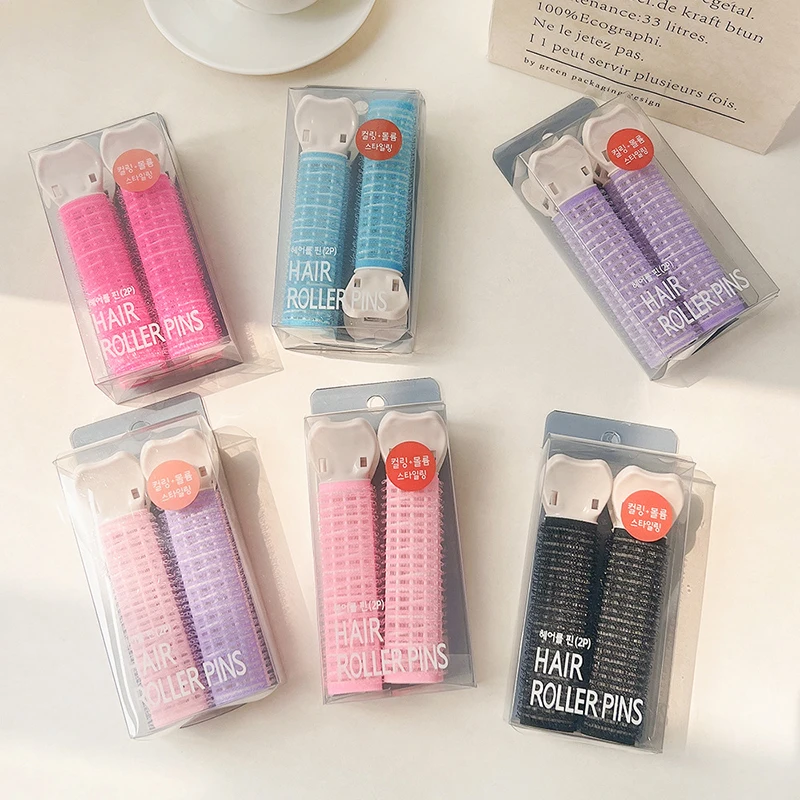 2PCS Fluffy hair curling iron, Korean lazy air bangs curling iron, high skull top broken hair, self-adhesive and traceless hair