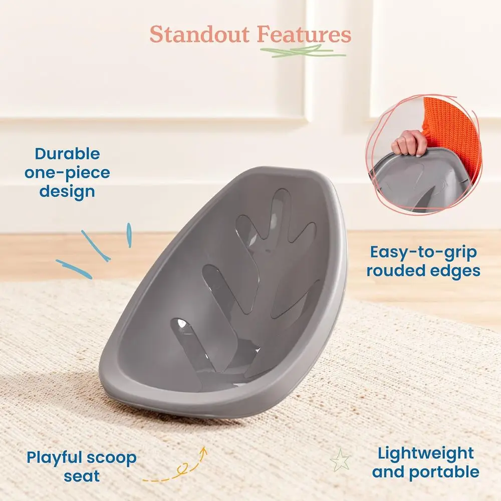 6-Piece Sage Grey Rocker Floor Set with Leaf Design