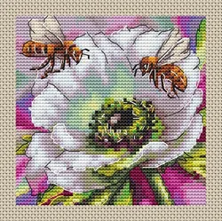 Chinese Cross-Stitch Kits, Embroidery Needlework Sets, Bee and Flower, V 21-21, 16CT, 14CT, 18CT, DIY