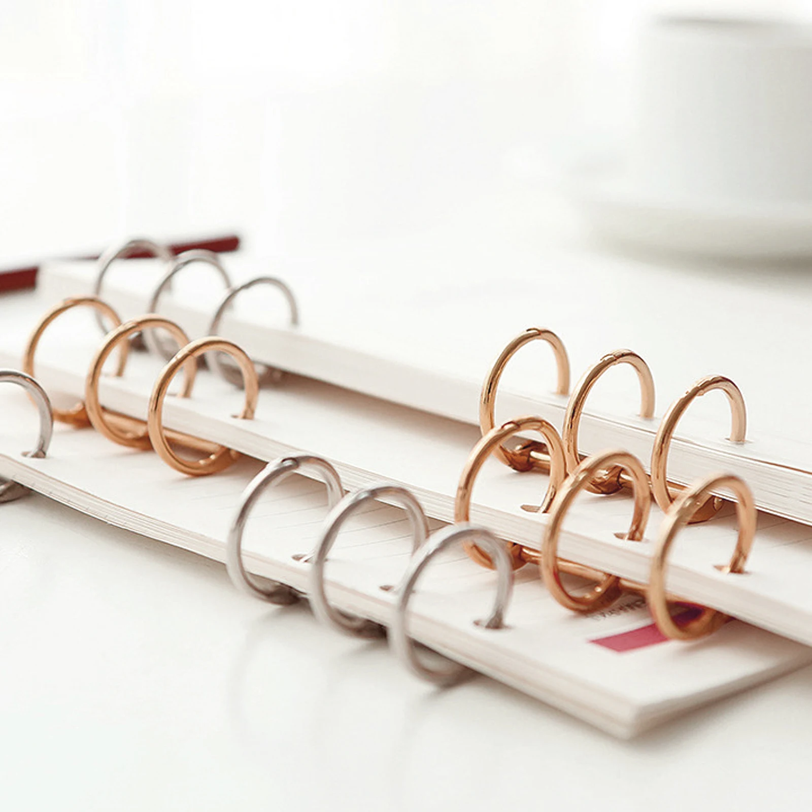 

6pcs Three-Hole Book Ring Binder Rings Golden Office Supplies Loose Leaf 3 Hole Book Notepad Clip Practical