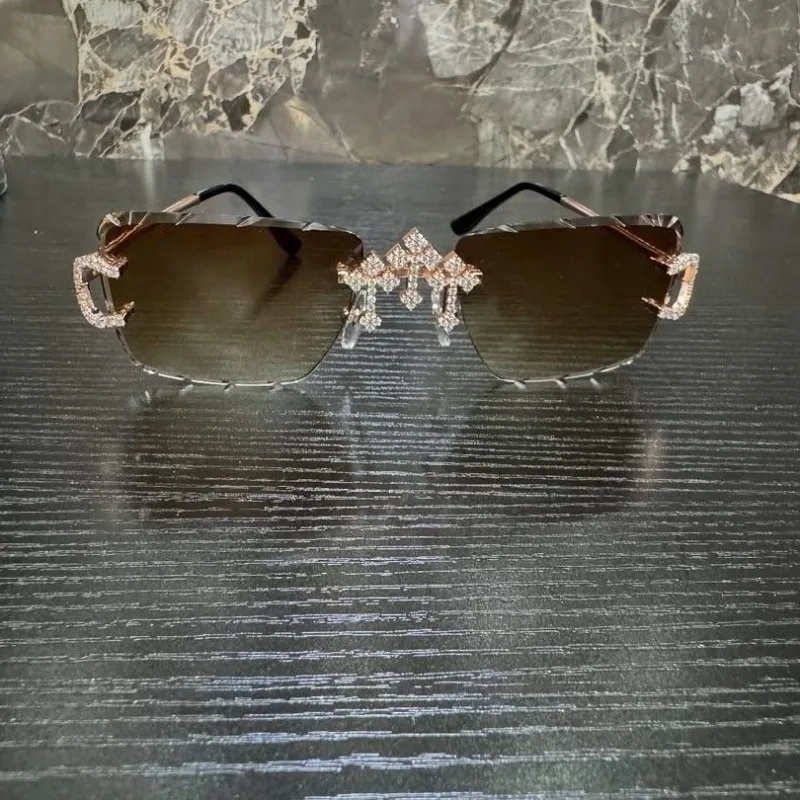 Large frame fashion niche sunglasses rimless sunglasses men and women high sense