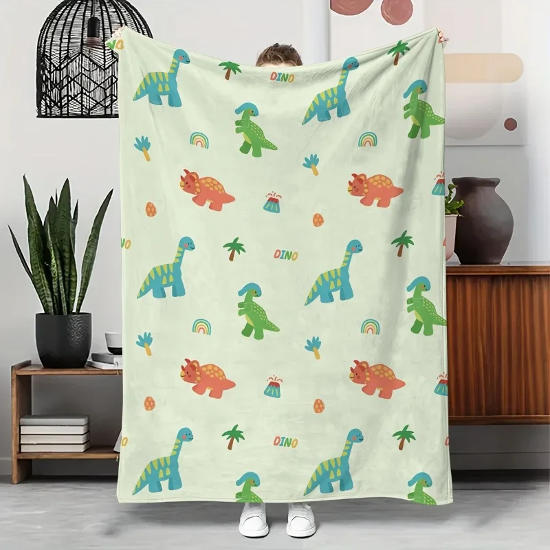 Cartoon Dinosaur Pattern Print Throw Blanket soft sofa home lounge Blanket workstation outdoor patio Birthday Anniversary gifts