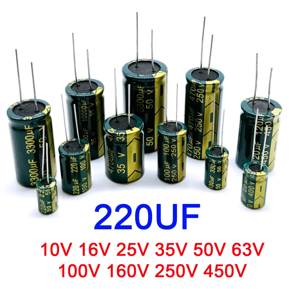 220UF 10V 16V 25V 35V 50V 63V 100V 160V 250V 450V High Frequency Low ESR Aluminum Capacitor 20%  High Frequency Electrolytic