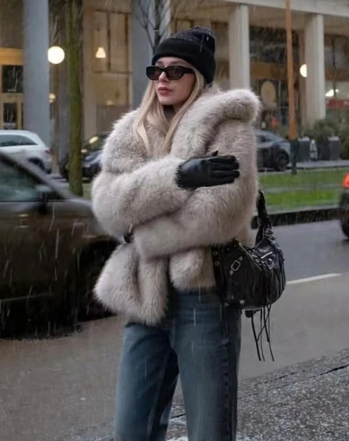 Herfst Winter Ins Street Style Mode Nepbontjas Grote Kraag Vossenbont Overjas Warme Dikke Luxe Merk Pluche Jas