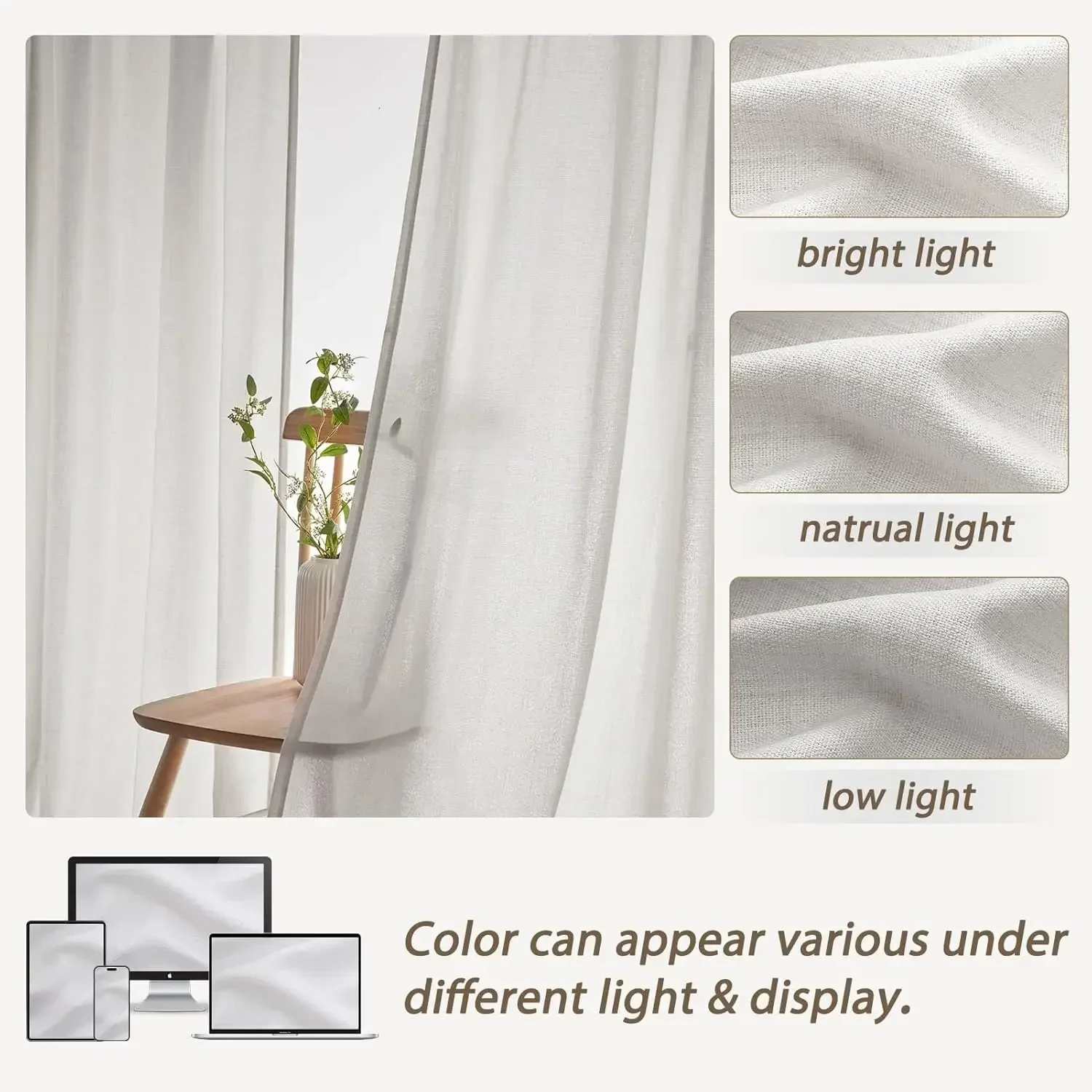 

[Free Shipping, New Arrival!]Pinch Pleated Extra Wide 70 x 96 Inch Curtains 2 Panel Set for Bedroom, Modern Beige White Linen Bl