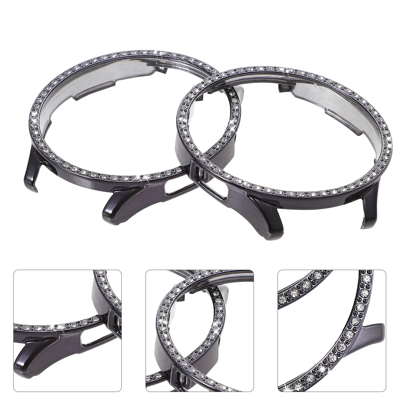 

2Pcs Bling Watch Edge Frame Pc Resin Glitter Case Shiny Protective Cover Bump Protection Smartwatch Shell